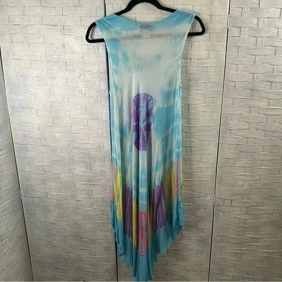 Jessica Taylor Beach Cover-Up Dress plus Size2X Tie Dye Blue Embroidery Boho - Picture 2 of 6